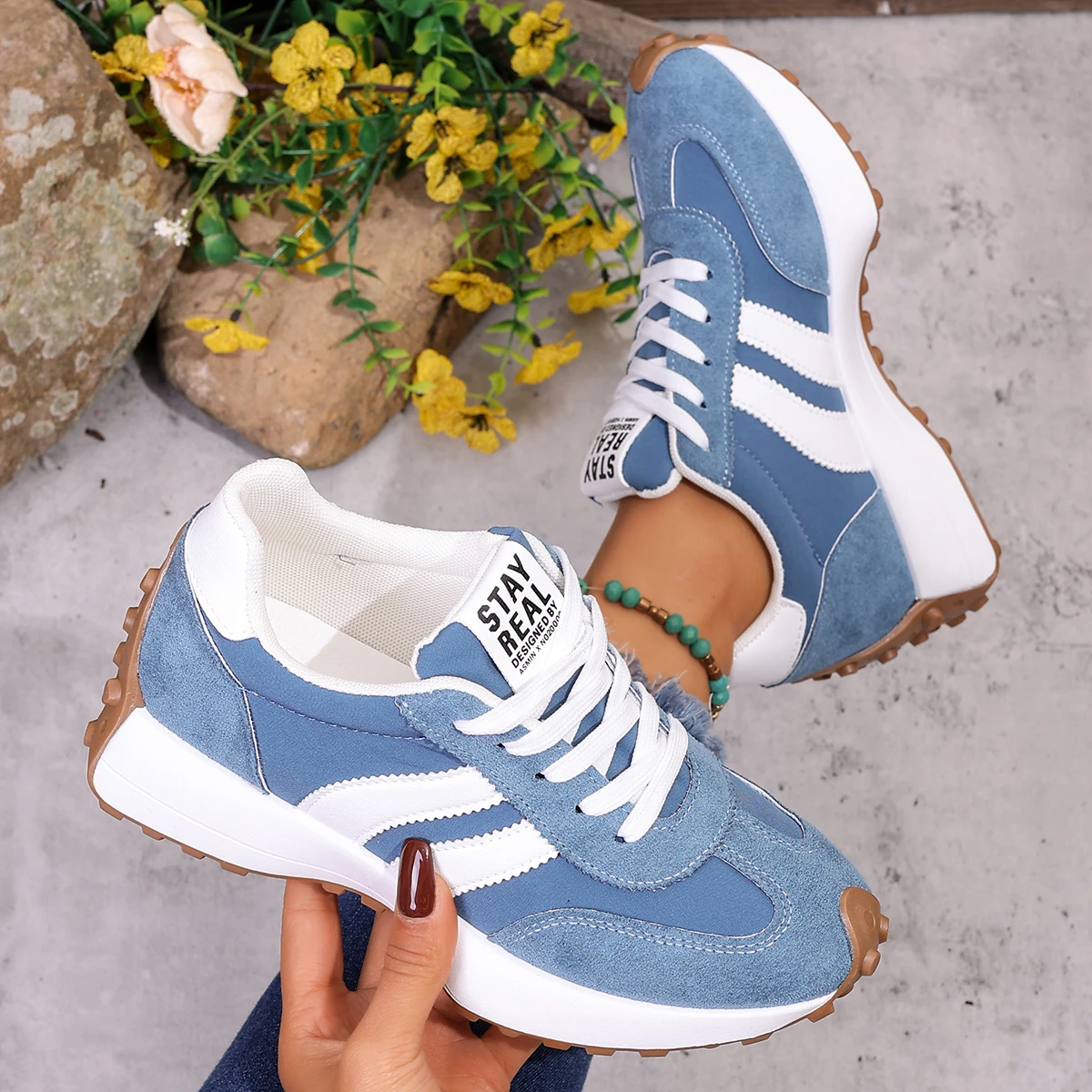 2025 New Women Sneakers Casual Breathable Sport Shoes Spring Summer Thick Bottom Sneakers Student Leisure Running Shoes Women image 3