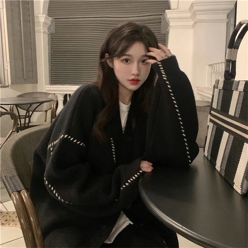 Japanese and Korean Versatile Knitted Cardigan 2023 Spring and Autumn New Fashion Casual Loose Lazy Sweater Coat Women