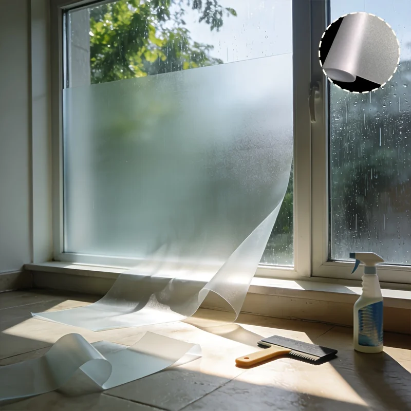 Matte Frosted Privacy Window Film Static Cling Removable Weather Resistant for Home Office Commercial Glass Door Window Partitio