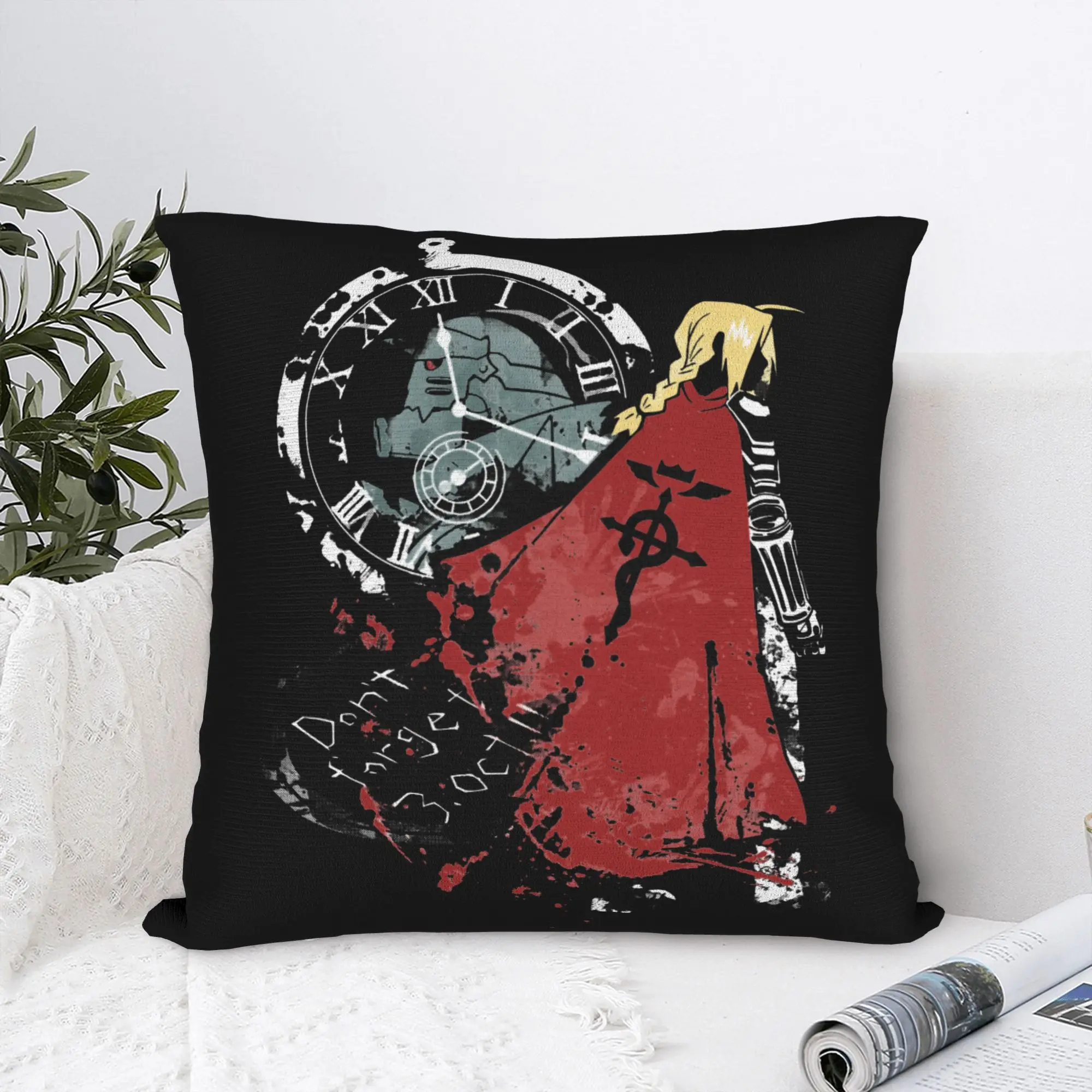 Fullmetal Alchemist Pillowcase Printing Cushion Cover Decorative Elric Edward Brotherhood FMA Anime Pillow Case Cover Bed Square