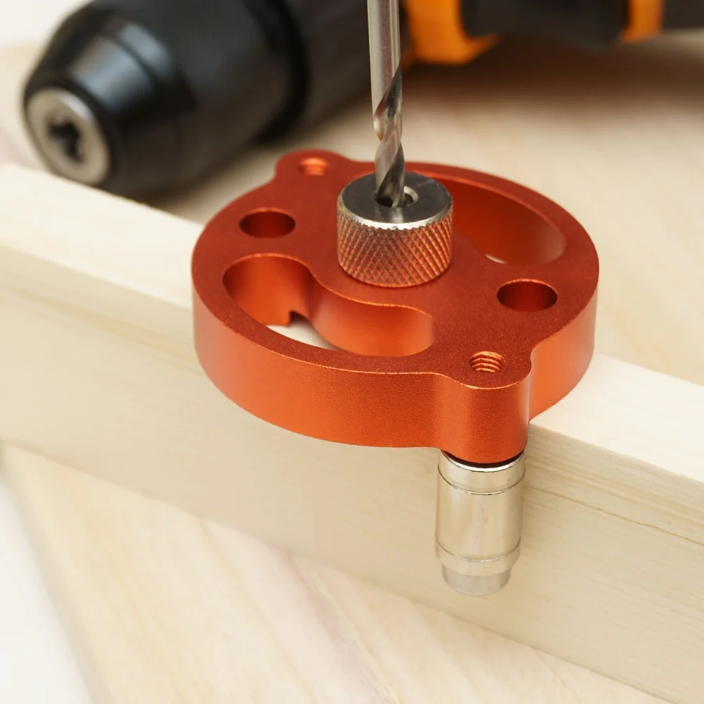 Gabarit de centrage automatique en alliage d'aluminium, guide de perçage réglable de 3 à 10 mm avec bagues en acier pour le perçage précis des joints de bois