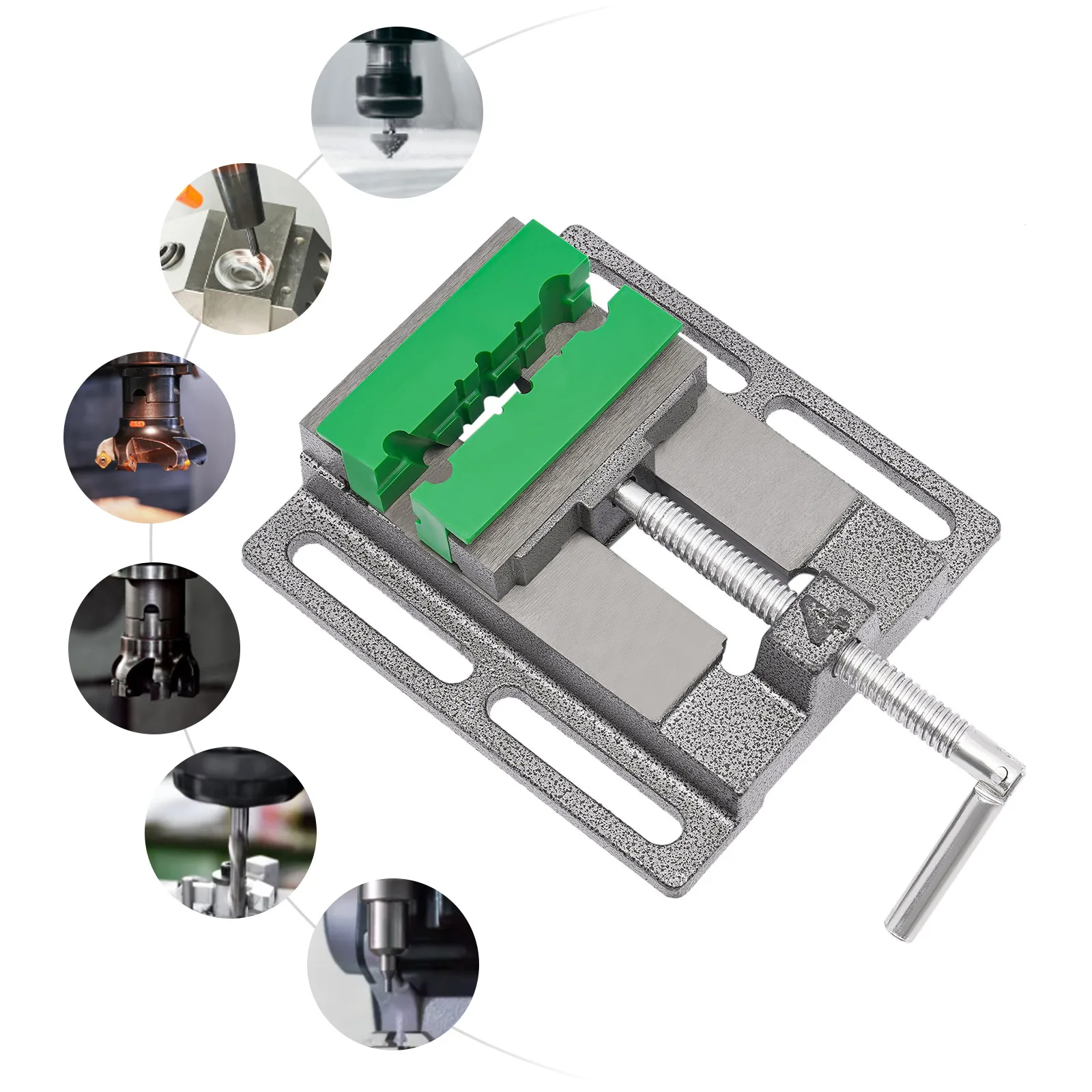 ملزمة ضغط مثقاب مقاس 4 بوصات، هيكل من الحديد الزهر والفولاذ، فكي سن المنشار غير قابل للانزلاق، قاعدة آمنة، مقاومة للتآكل، سهلة الاستخدام