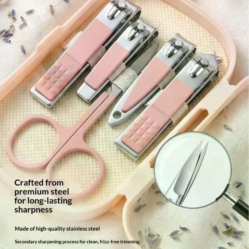14Pcs Durable Manicure Tool Stainless Steel Nail Clipper Set With Storage Ergonomic Design Straight Blade Christmas Gift