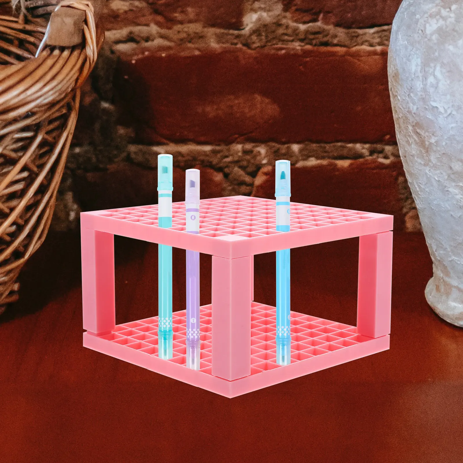 Smooth Surface PP Pen Holder Rack for Paint Brushes Drawing Tools Writing Supplies Desk Organizer Brush Storage Container