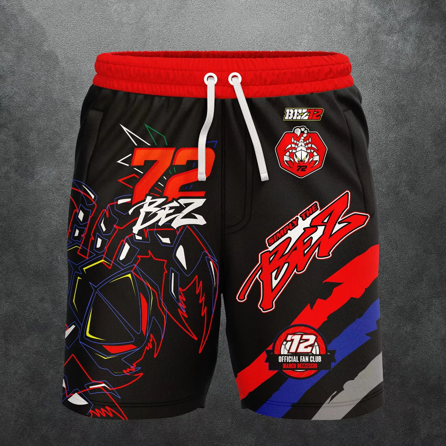 2026 New Hot Marco Bezzecchi # 72 Men's and Women's Oversized Loose Shorts Suitable for Extreme Racing Enthusiasts Summer Shorts
