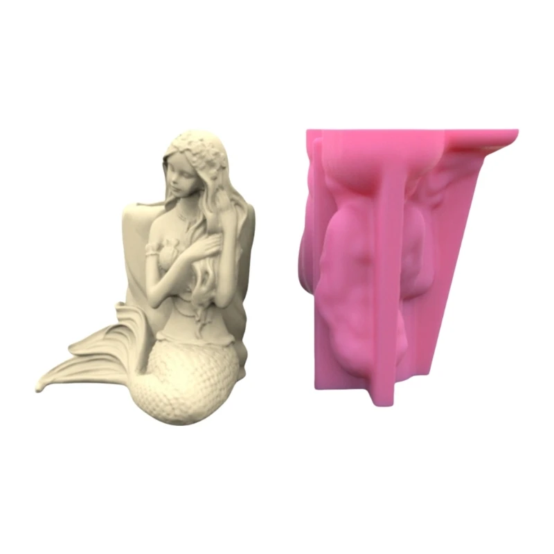 

E15E Versatile Silicone Mould for Merman Shaped Cement Plant Holders Home Decoration