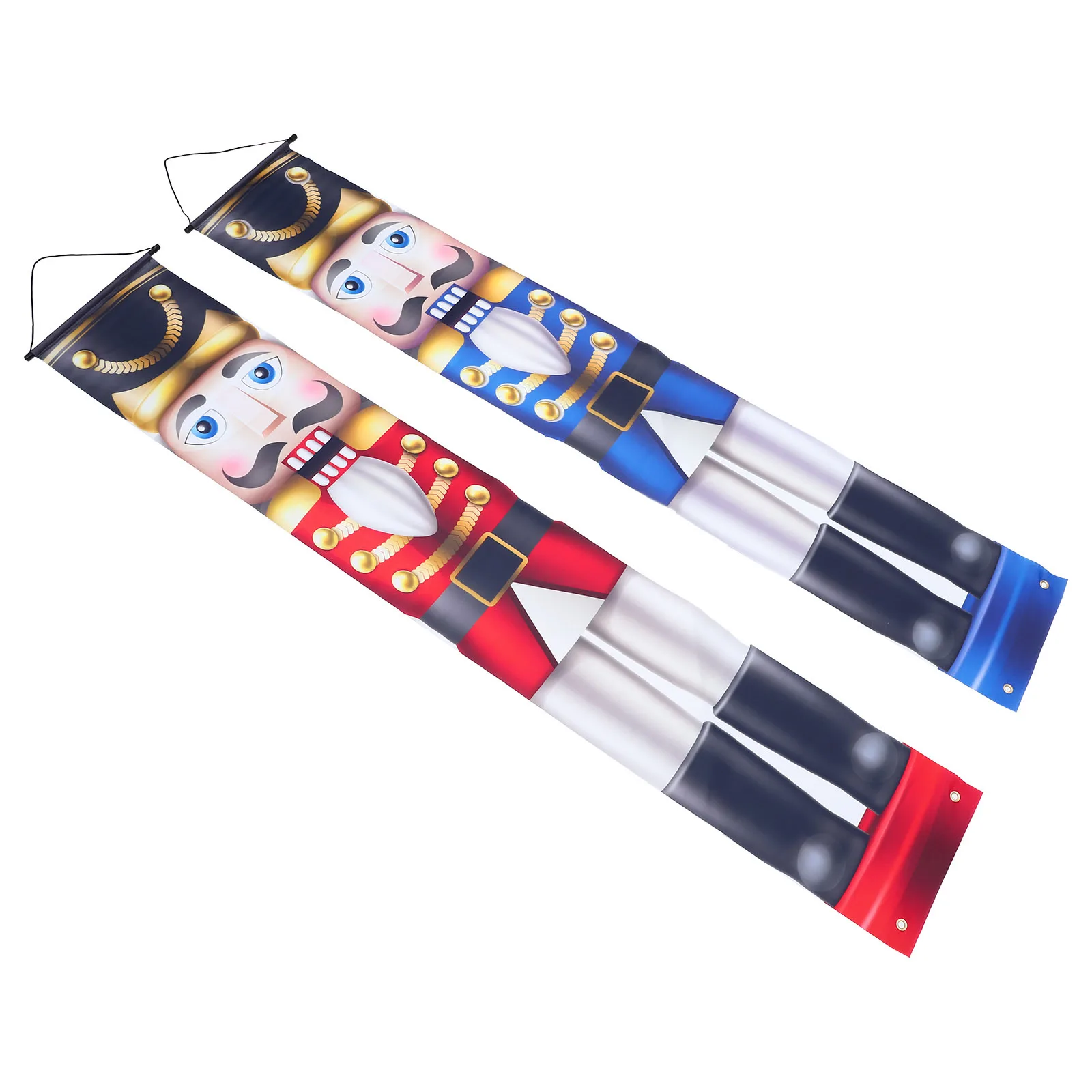 

2Pcs Nutcracker Soldier Couplets Xmas Themed Hanging Decor Bright Colors Vivid Characters Door Banners Xmas Couplets