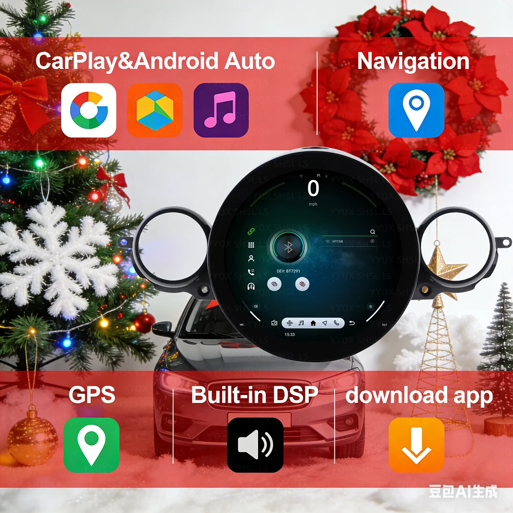 Android Car radio for BMW MINI (2007-2011) screen Carplay Android Auto, GPS Navigation, Bluetooth, FM radio, SWC, rear camera