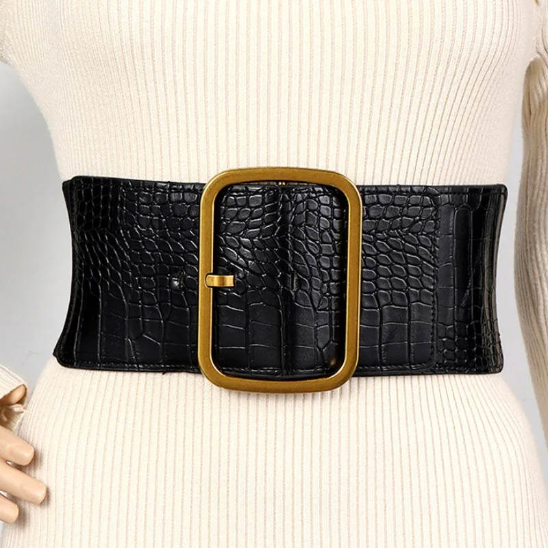 98-センチメートル幅牛革ウエストバンドメタルバックルウエストベルト黒無地本革コートドレス女性シンチュレコマーバンドベルト