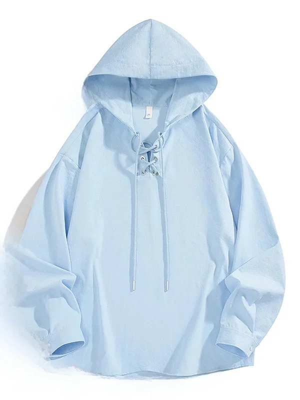 

Мужская толстовка Cleanfit светло-голубого цвета, однотонная, универсальная, свободного кроя, осенняя, струящаяся, модная, повседневная, с длинными рукавами