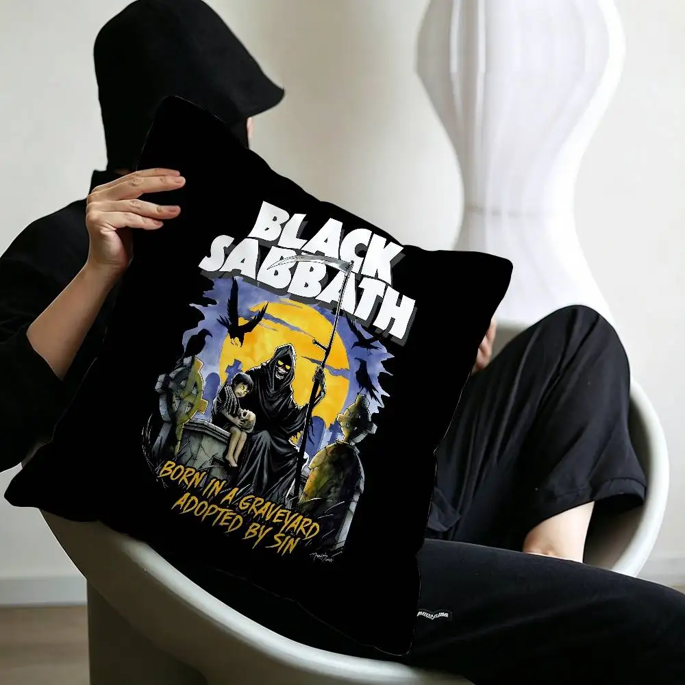 B-Black S-Sabbath Metal Band Cushion Cover Decorative Pillow Sofa Home Decor case pillow cases 6