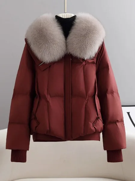 

Ультра-крашенное зимнее хлопковое женское пальто свободного покроя, модное красное корейское пальто с меховым воротником, супер теплая верхняя одежда