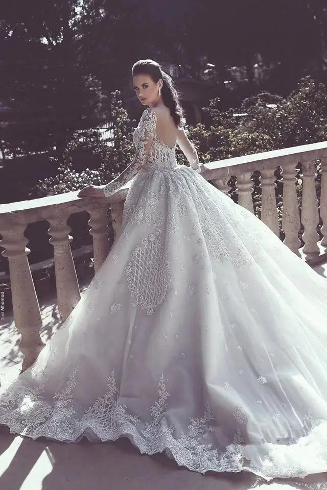 Vestido De Novia De encaje De sirena personalizado, sobrefalda con apliques, Espalda descubierta, ilusión, manga, tren De barrido, Vestidos De Novia