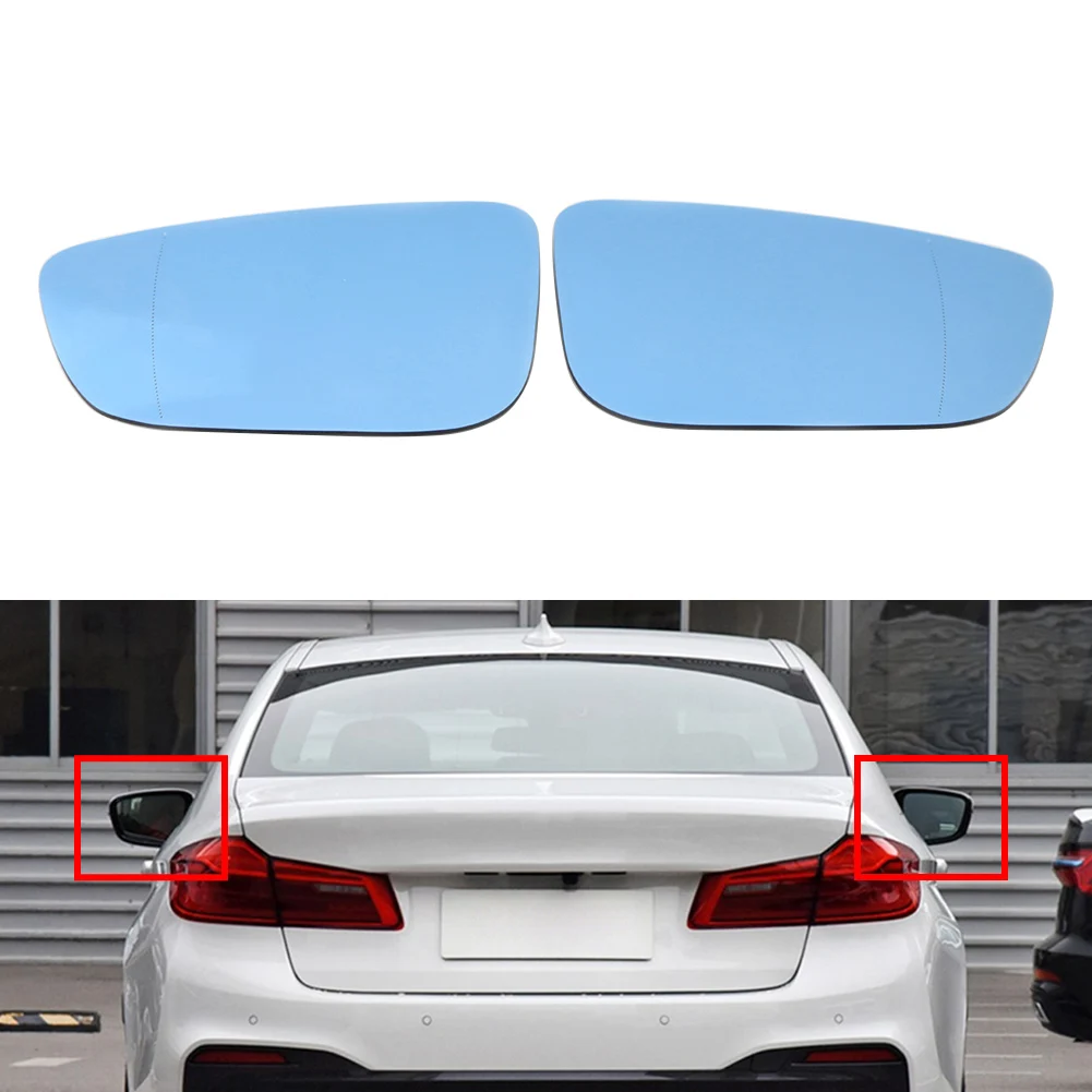 1 Pair Car Door Blue Mirror Glass Exterior Rearview Mirror Lens Replacement Accessories For BMW 3 5 6 7 8 Series 51167445413