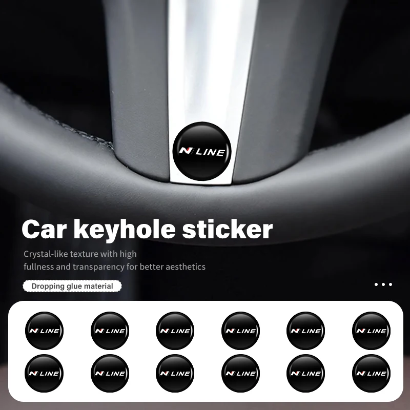 8pcs Car Handle Door Keyhole Lock Core Protector Cover Sticker For Hyundai N Line Tuscon NX4 I20 I30 I10 Sonata Elantra