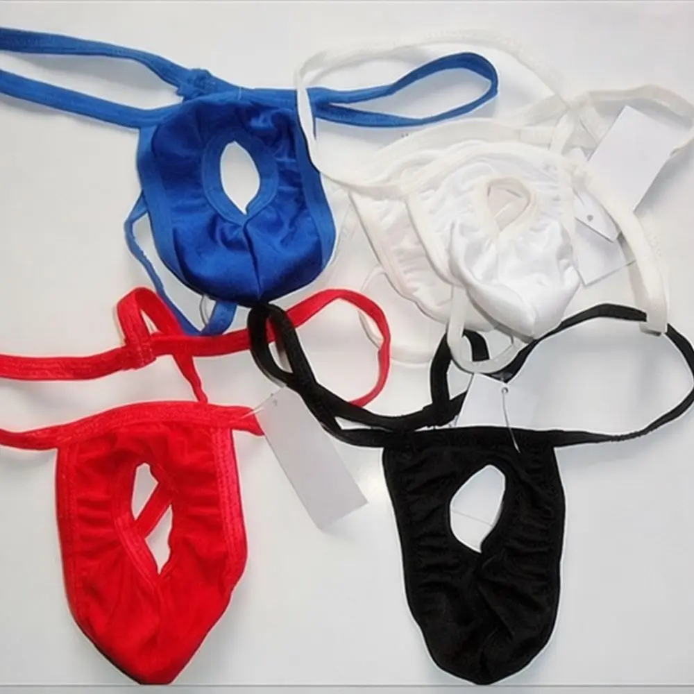 Mens Breathable Underwear Thong Sexy Hollow Out Mesh Mid Waist Briefs Comfortable Plus Size Exotic Lingerie Male G String Shorts