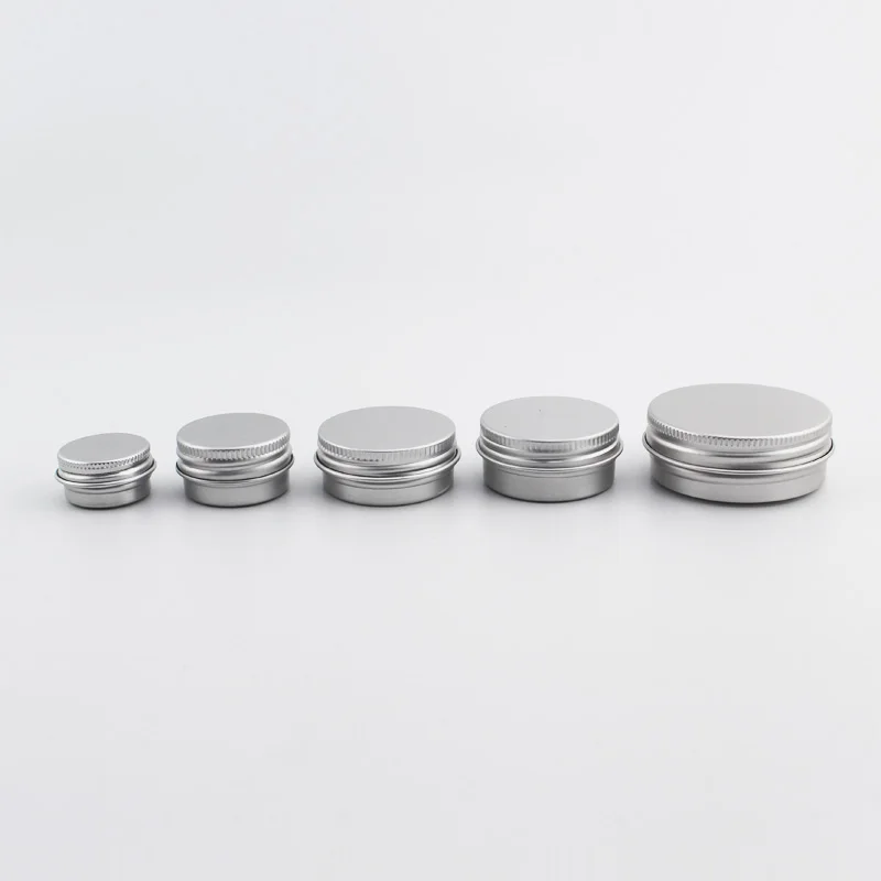 Latas vacías de aluminio plateado con tapa de tornillo, latas de especias con tapa de tornillo, 5g, 10g, 12g, 15g, 30g, 100 piezas