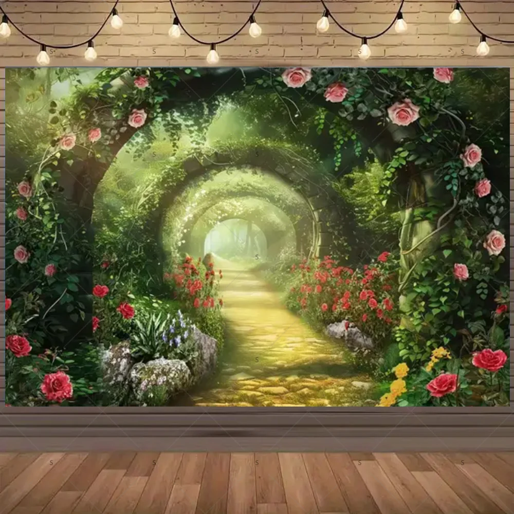 Enchanted Fairy Tale Forest Backdrop Supplies Dreamy Wonderland Baby Birthday Party Photography Decor Background Photo Studio