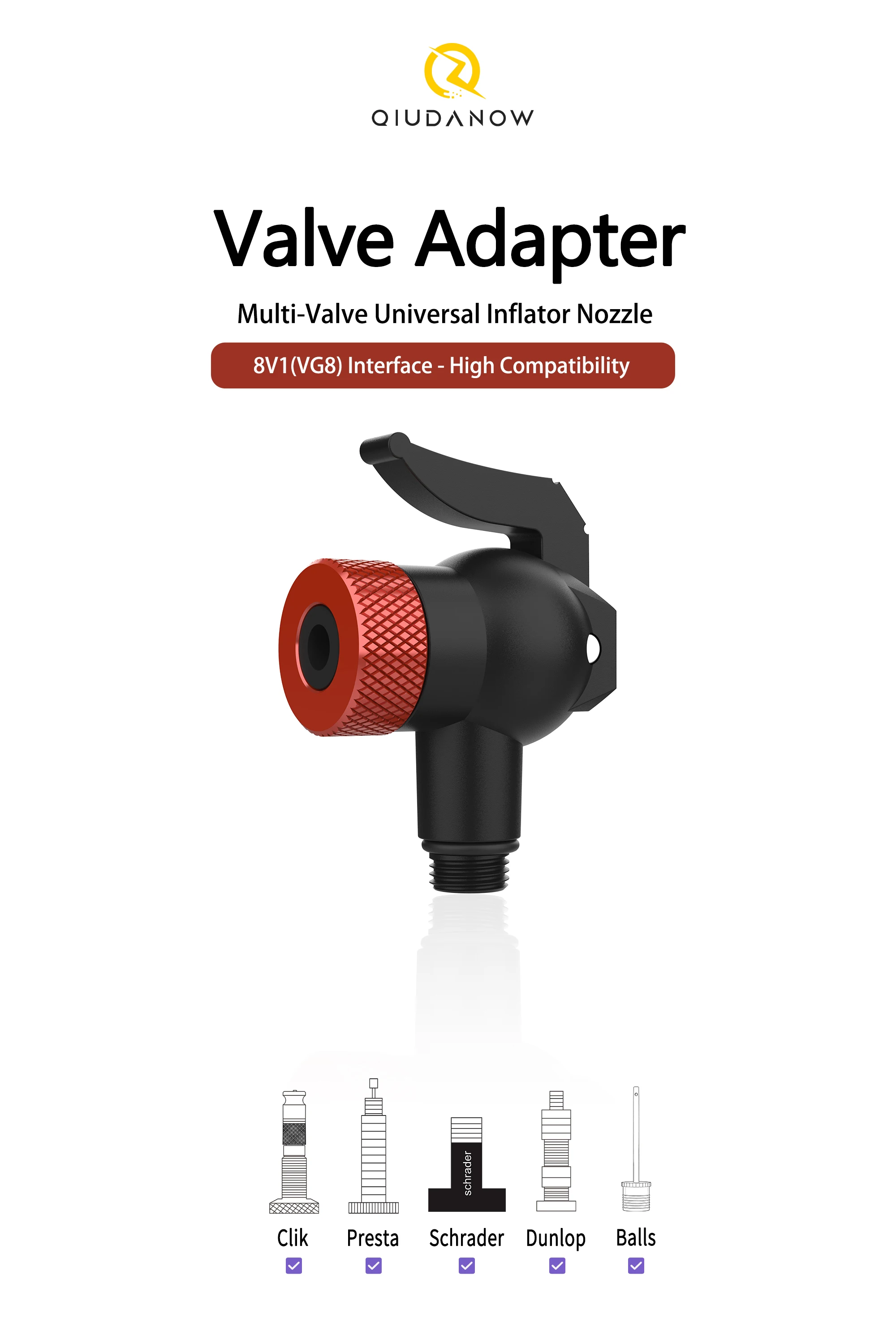 Luftpumpen-Düsenadapter Aufblasventil-Verbinder Schnellverschluss-Pumpendüse Fahrradzubehör – Detail 1