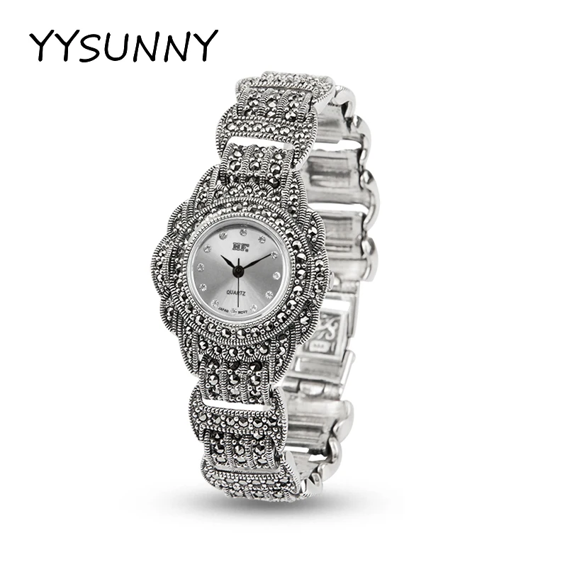 

YYSUNNY Elegant Women S925 Sterling Silver Round Quartz Watch Ladies Luxury Strap Fashion Jewelry Accessories Birthday Gift