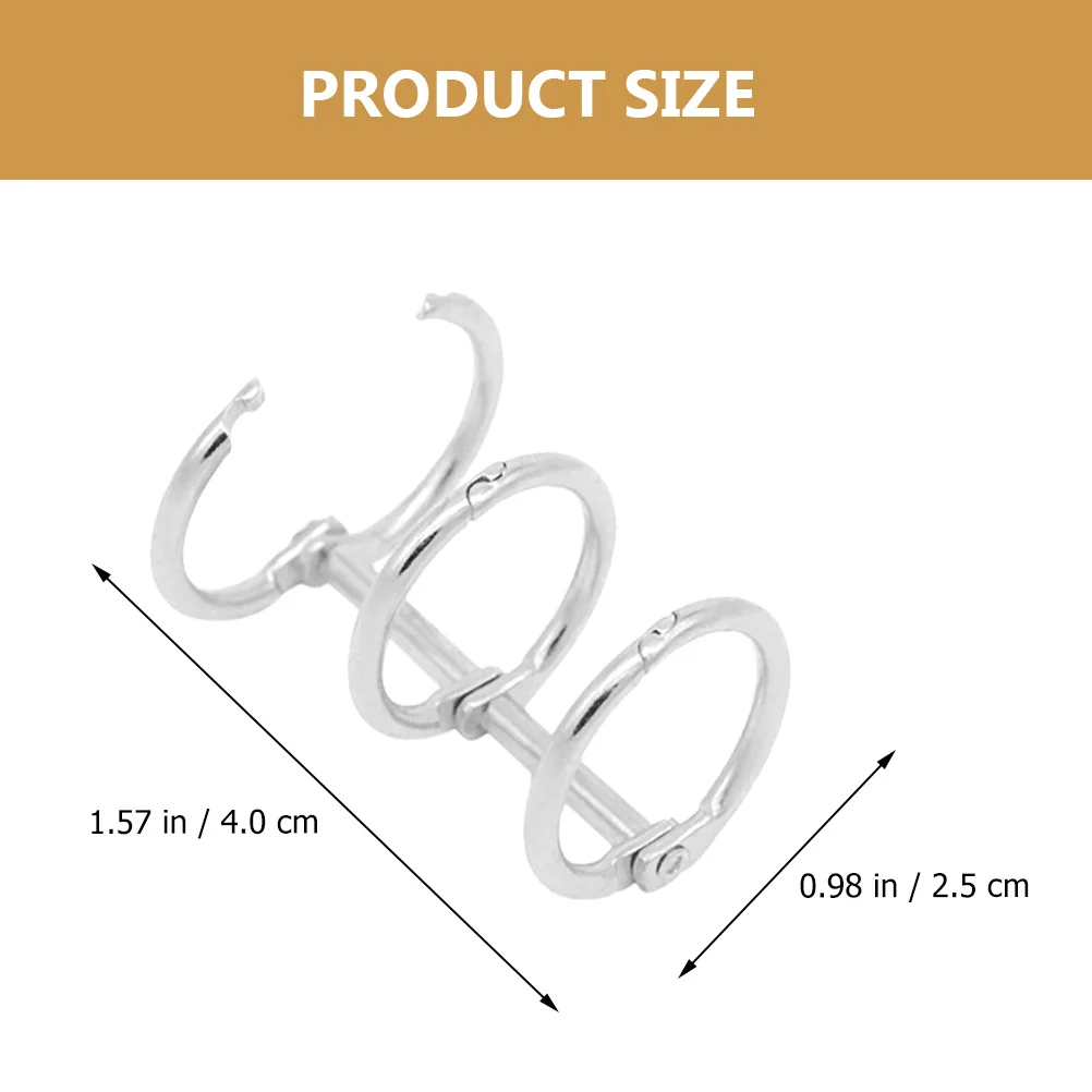 Loose Leaf Binder Rings 3-rings Binder Rings Metal Binder Rings for Notebook Book Clips Three-hole Segmented Binder Rings