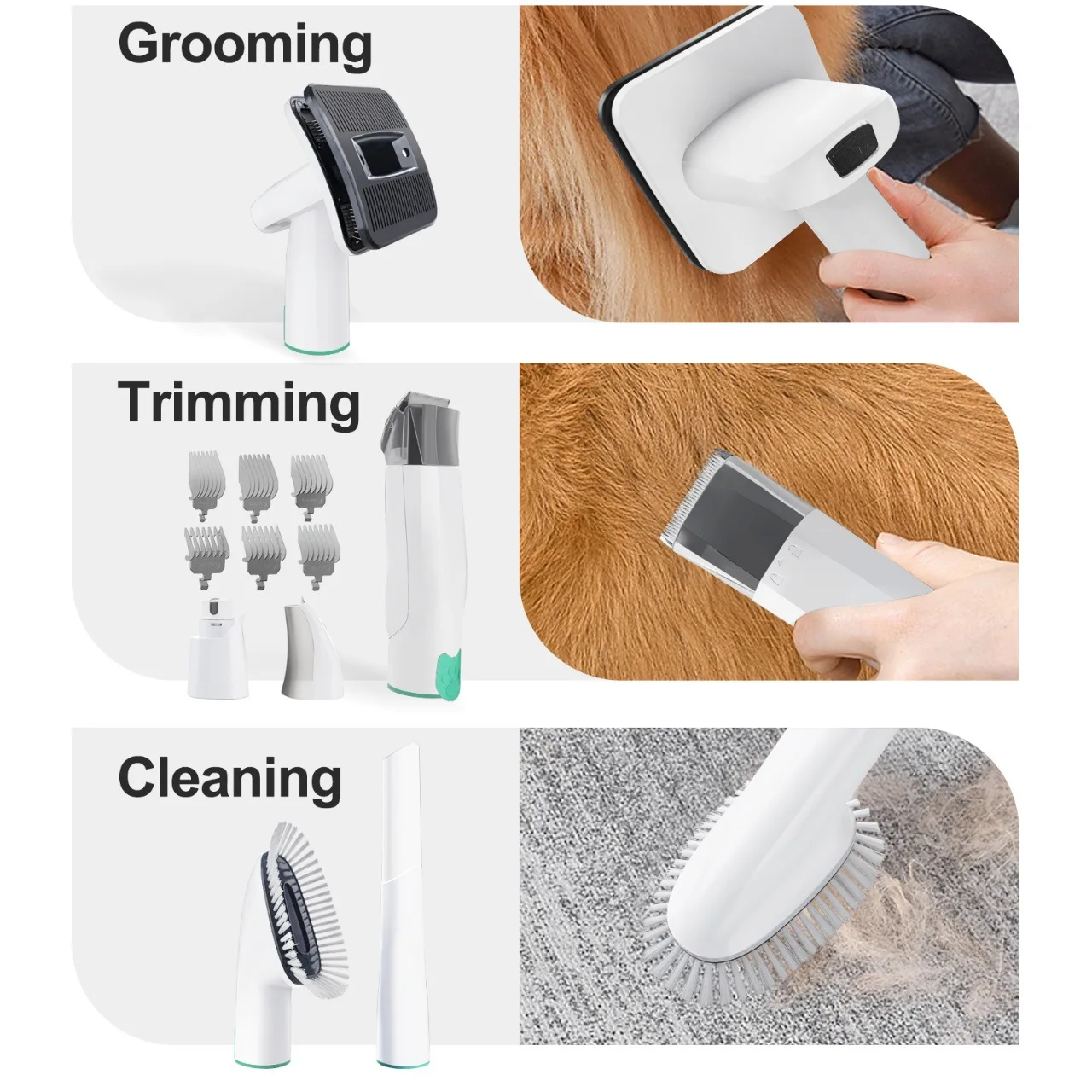 Automatic 7 IN 1 Portable Pet Hair Cleaning Machine Vacuum Electric Grooming Clean Hair Comb Shed Pal Remover Tools For Cat/Dog