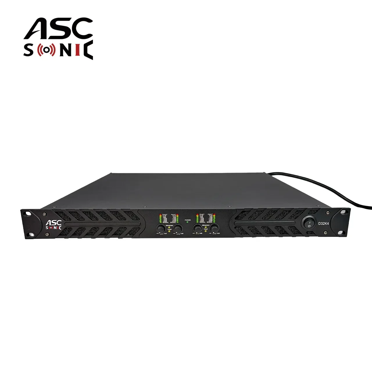 ASCSONIC D32K4 4x3200W RMS 1U 4-Channel High Power Subwoofer Digital Amplifier Class D Neutrik SpeakON for Live Concerts 2-Year