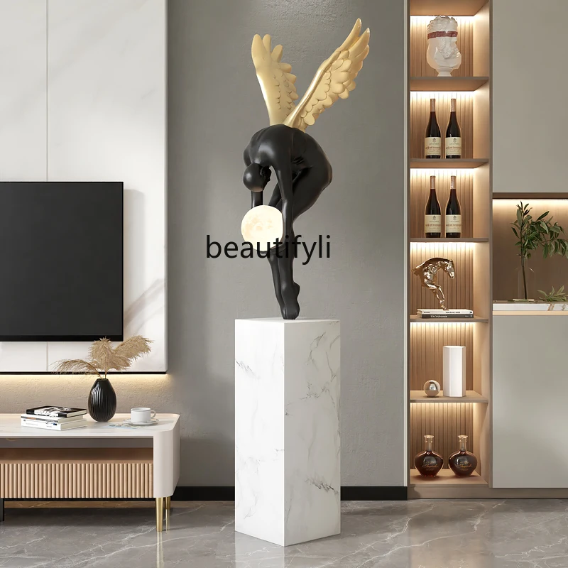 

Figure sculpture minimalist art floor-to-ceiling ornaments Exhibition hall Store entrance Light luxury high-end decorations