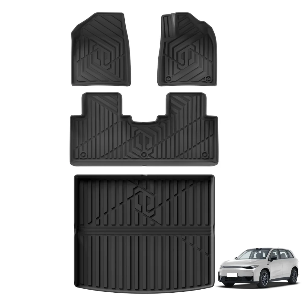 LUCKEASY RHD for Leapmotor C10 2024 2025 Car Floor Mats Trunk Pad TPE 3D Foot Pad All Weather Right Hand Drive Black