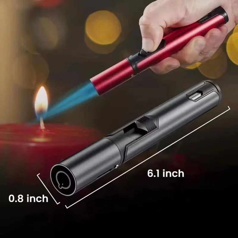 

2025 New Honest Windproof Metal Torch Gas Lighter Refillable Pen Jet Flame Igniter for Kitchen BBQ Camping Men's Gadget
