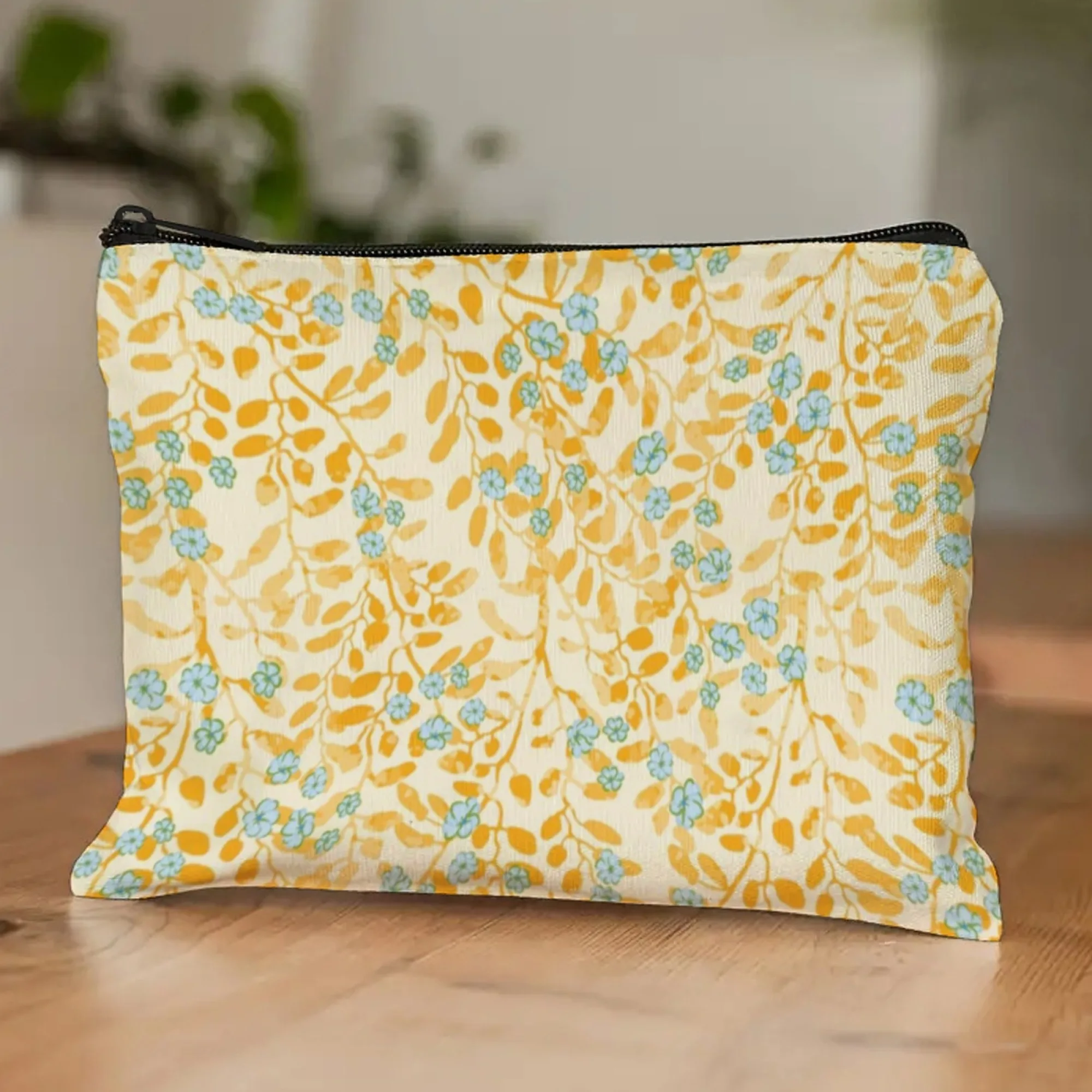 

Romantic Pastoral Floral Cosmetic Pouch Blush Babysbreath Clusters & Ivy Vines Immerse in Rustic Country Bloom Charm Beauty