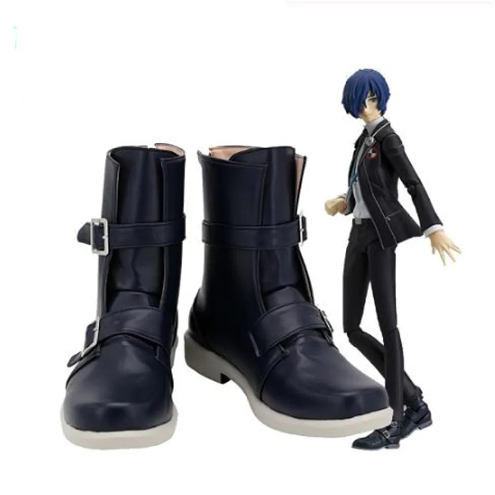 Persona 3 Yuuki Makoto Cosplay Shoes Boots Christmas Game Anime Halloween Leather Boots Custom Made props