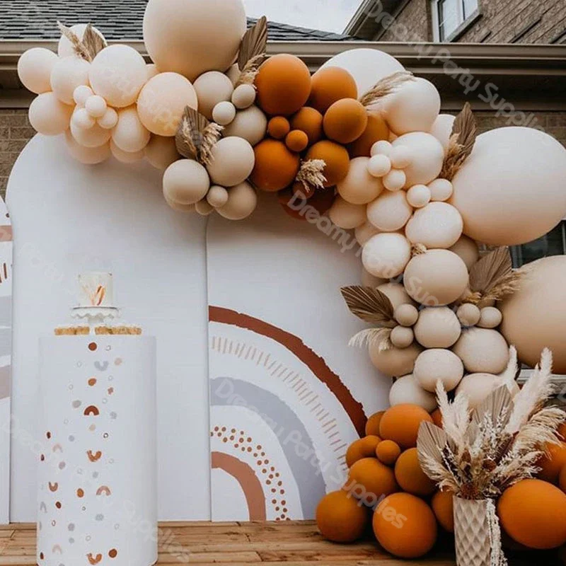 Boho verdoppelt Ballon Baby party Dekor Braut Terrakotta Pastell Pfirsich Aprikose Orange Ballon Geburtstag Taufe Land Hochzeit