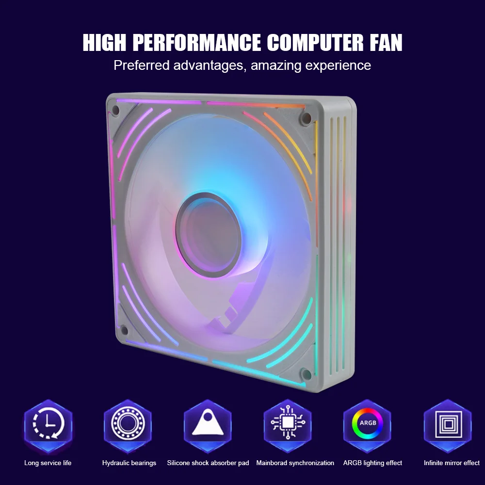 MANMU Ventola da gioco con custodia ad alto volume d'aria Ventola per computer Argb 120mm Ventola per PC con custodia per CPU di raffreddamento