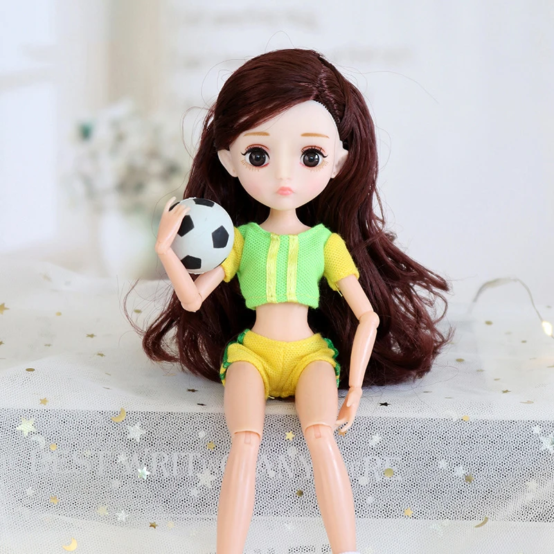 26cm BJD Sport Doll Football Doll Girl Princess Sportswear Suit Figure Model Joint Movable Fashion Cute Doll Girls Birthday Gift