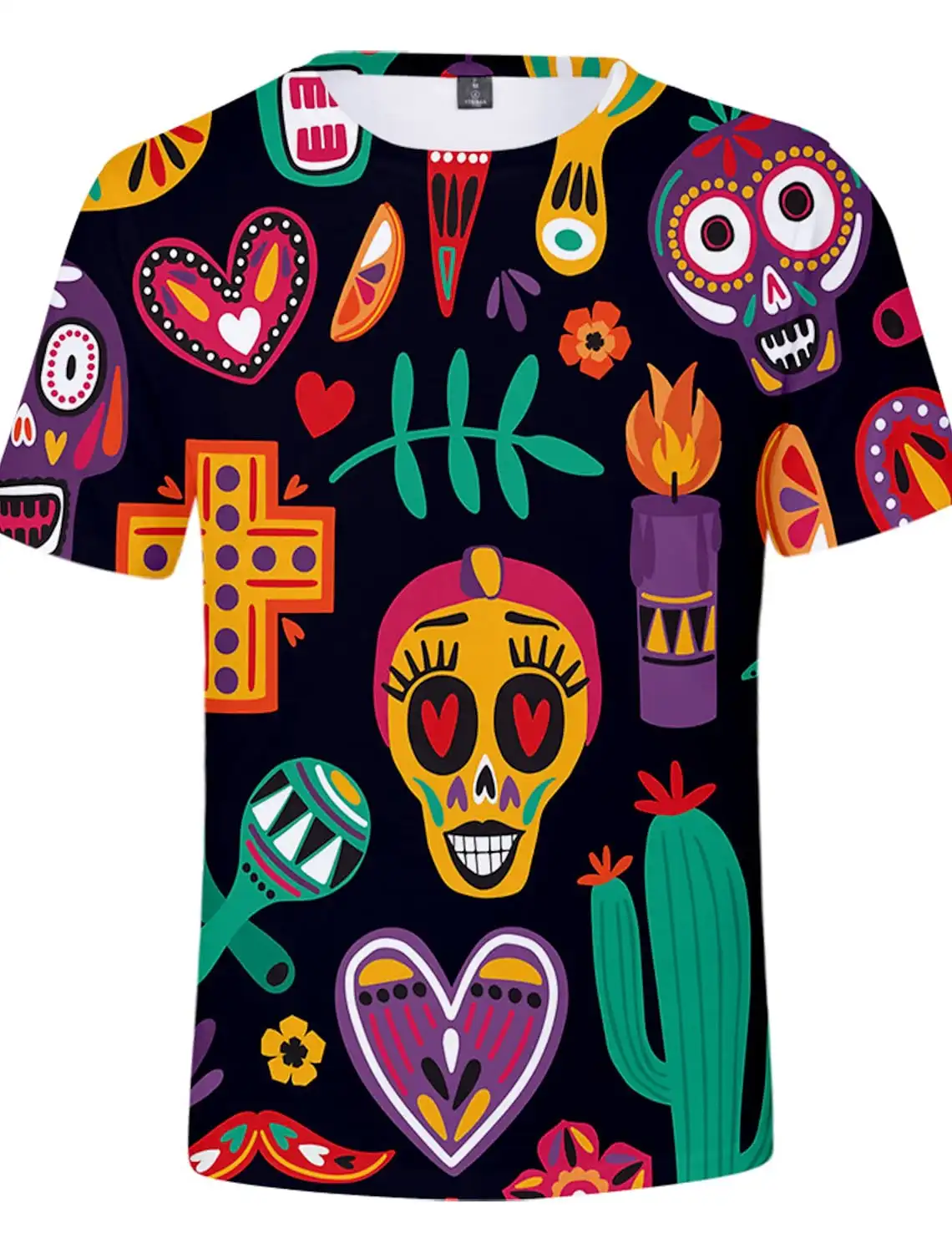 Funny Sugar Skull Mexican T-shirt Anime Cartoon Anime Mexico Independence Day Day of the Dead T-shirt For Men Women\'s Top tees