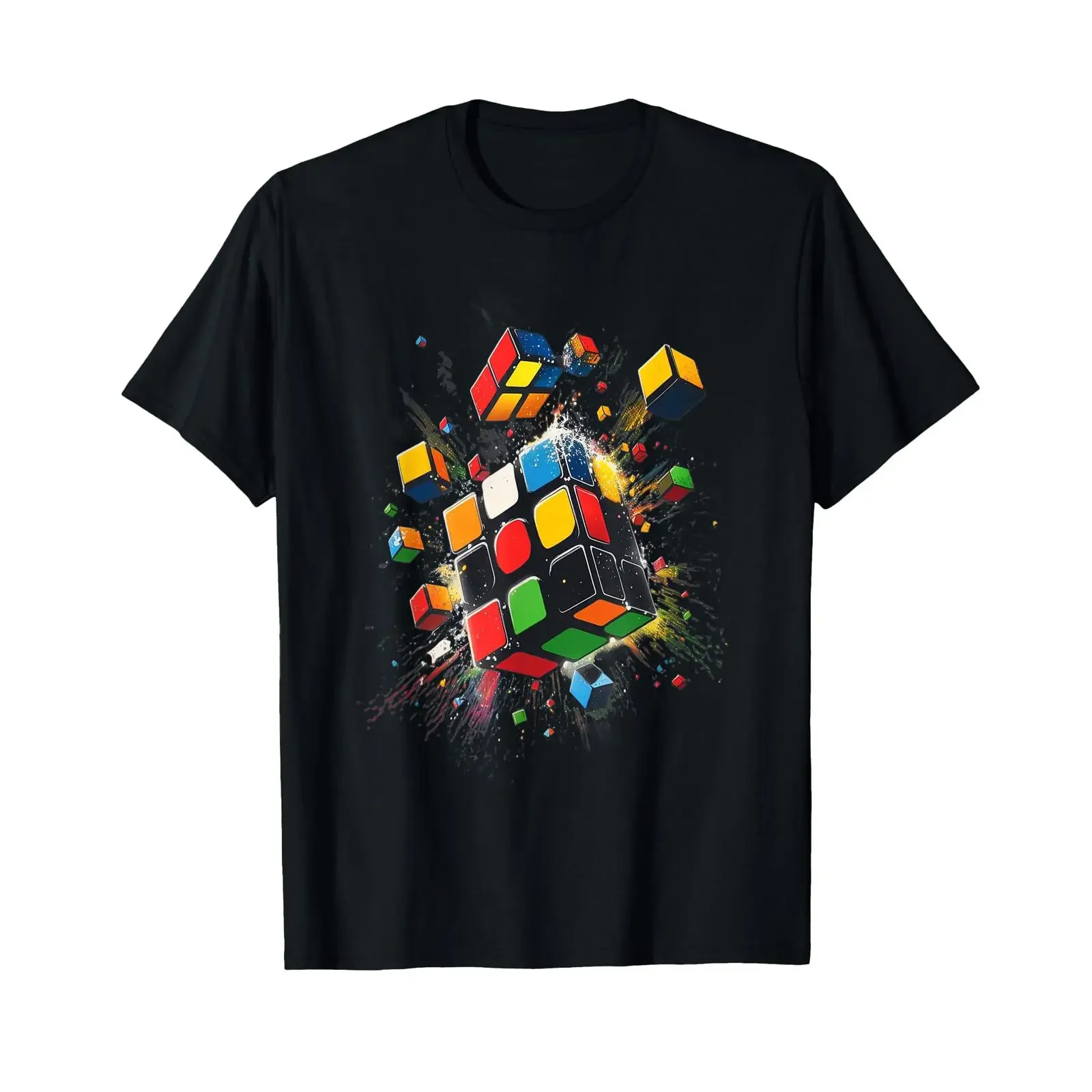 Exploding Speed Cube Puzzle Melting Series T Shirt vintage Washed Comfortable homme Slightly graphic Breathable fashion Unisex