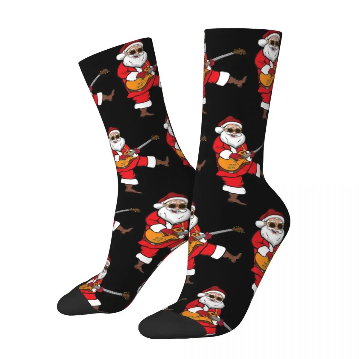 JEChristmas-Chaussettes Hard Rock Santa Claus, Chaussettes Harajuku, Chaussettes super douces, Chaussettes longues toutes saisons, Cadeaux unisexes, Cadeau guitariste