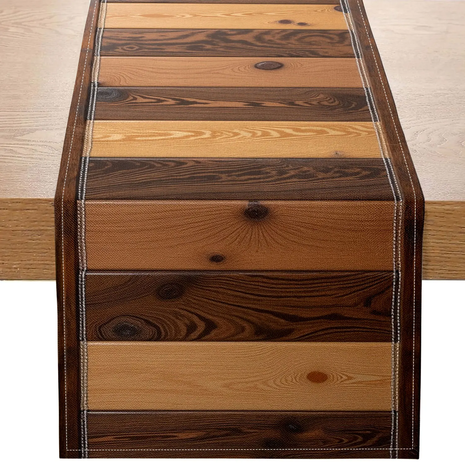 1 Piece of Country Style Wooden Theme Table Runner with Natural Wood Grain Pattern, Suitable for Rural Style Wedding, Country Theme Party, Farmhouse Decoration and Outdoor Barbecue