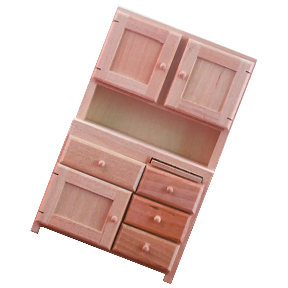 Mini Wardrobe Ornaments Miniature Cabinet Furniture Models House Decor Accessories Wooden Bookcase Storage Prop