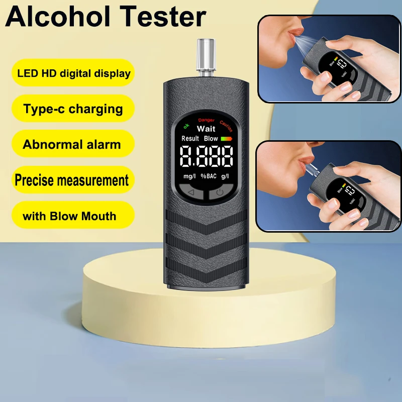 

2025 New Portable Alcohol Tester Breathalyzer Alcoholimetro Digital Detector for Home Display Drunk Driving Car Electronics