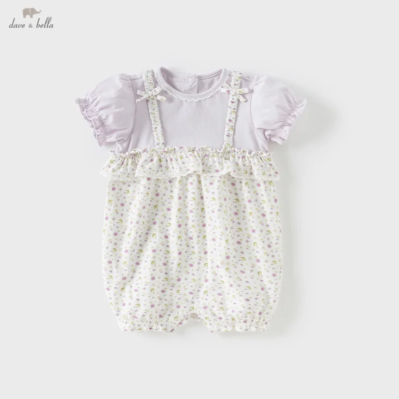 Dave Bella Baby Jumpsuit Newborn Creeper Summer Casual Sweet Cute Girl's Romper Comfortable Floral Cotton Baby clothes DB2251435