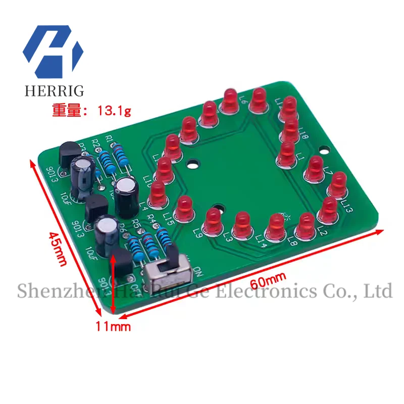 

LED heart-shaped flowing flashing light kit DIY loose electronic teaching training welding maker production assembly