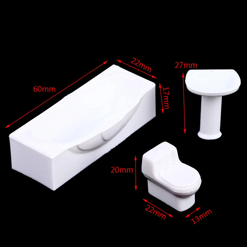 1Set New Hot 1:30 Dollhouse Miniature Bathroom Set Shower Room Toilet Bathtub Sink Model Toy