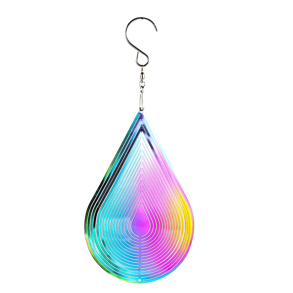 Kinetic Wind Spinner Hanging Colorful Drop Wind Chimes Catcher Sculptures 3D Flowing Visual Dynamic Effect Garden Yard Pendant