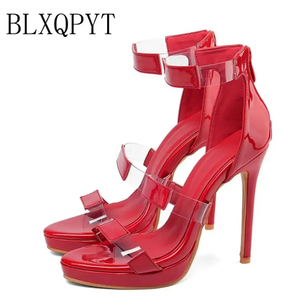 

BLXQPY super Big Size 28-52 shoes women sandals Sexy Fashion high heels 11.5CM sandals sapato feminino summer style shoes 19-11