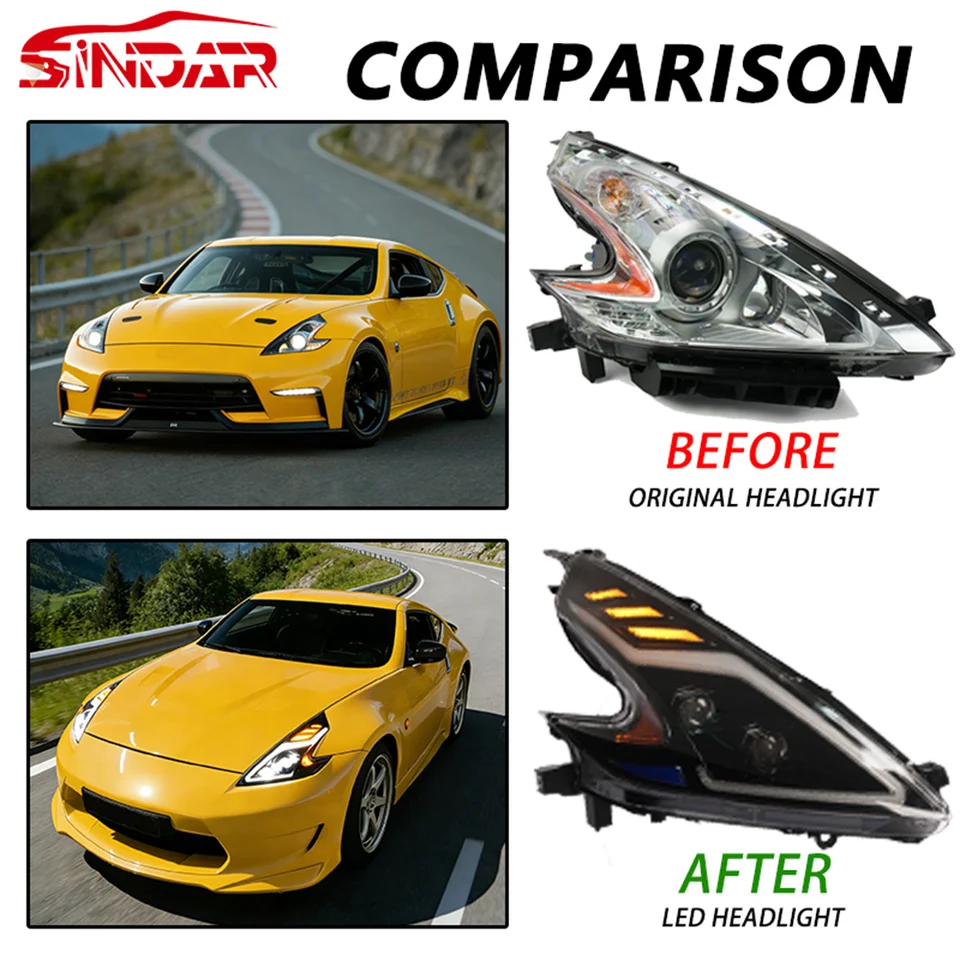 R*D様 フェアレディZ Z34 ヘッドライト ワンオフ　370Z headli 日産370ZフェアレディZ Z34（2009-2021）用SINDARオートLEDヘッド