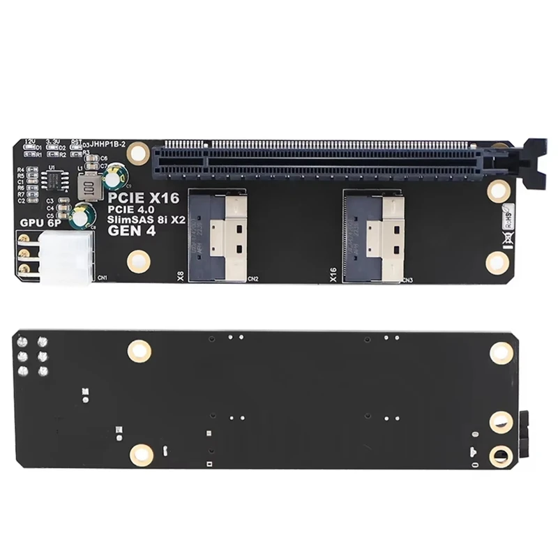 Hot Sale-2 Port Slimsas 8I X2 To Pcie 4.0 X16 Slot Adapter Card SFF8654 Riser Card GEN4 For Network Graphics Video Card GPU 6Pin