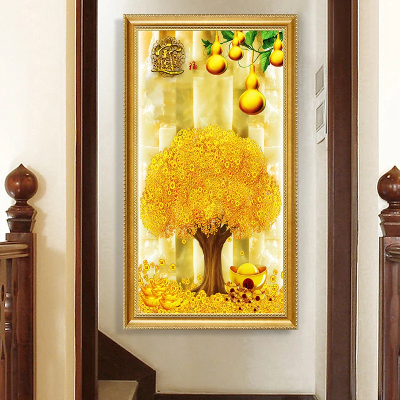 

Diamond Painting Cross Stitch Handmade Wealth Attracting Tree of Money New 2024 Living Room Entrance Chinese Style Cotton Fabric