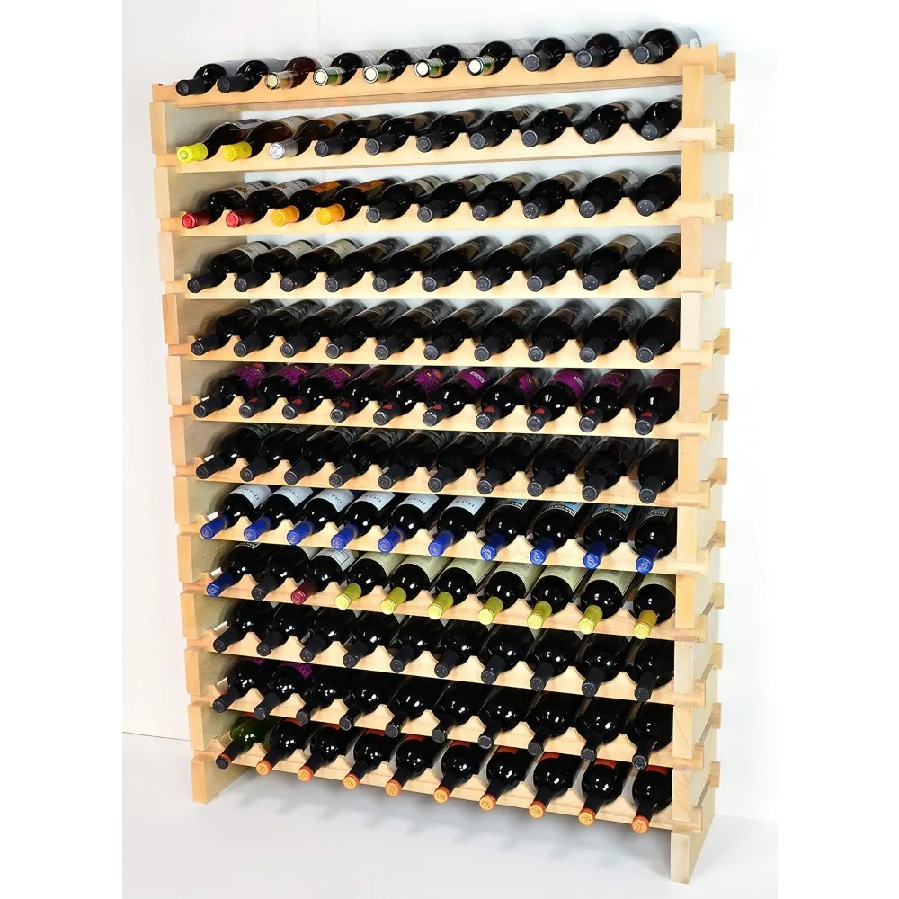 Modular Wine Rack Beechwood 40-120 Bottle Capacity 10 Bottles Across up to 12 Rows Newest Improved Model (120 Bottles - 12 Rows)